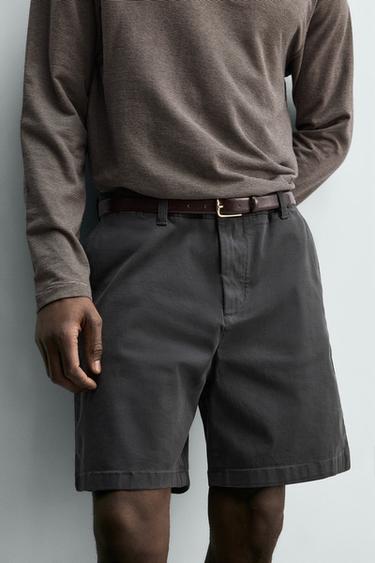 REGULAR FIT CHINO BERMUDA SHORTS - Blue grey by Zara - Image 4