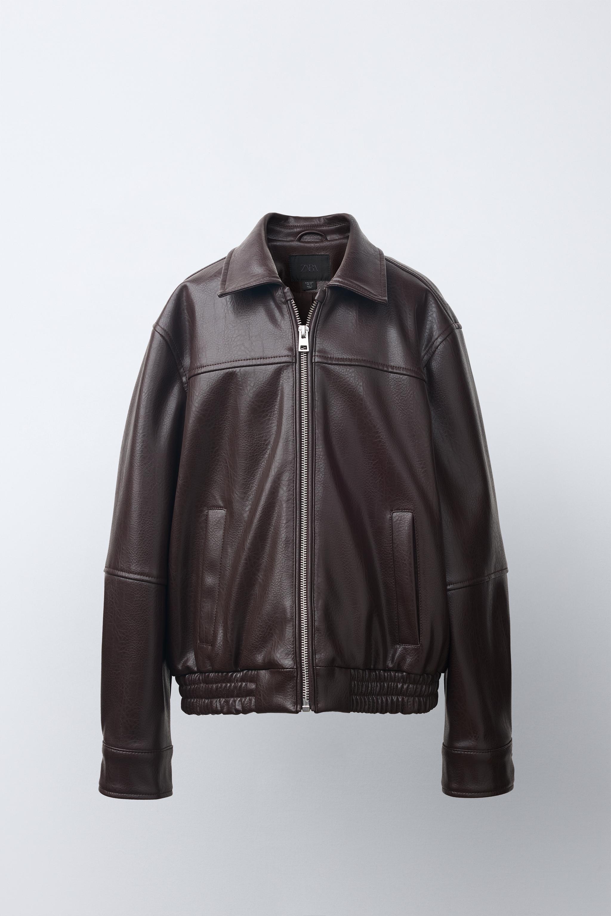 JAQUETA BOMBER DE POLIURETANO - Marrom | ZARA Brasil