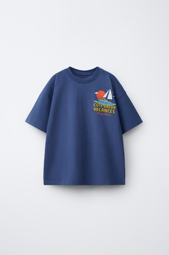 CAMISETA ESTAMPADA DE VELEIRO - Azul da Zara - Imagem 0