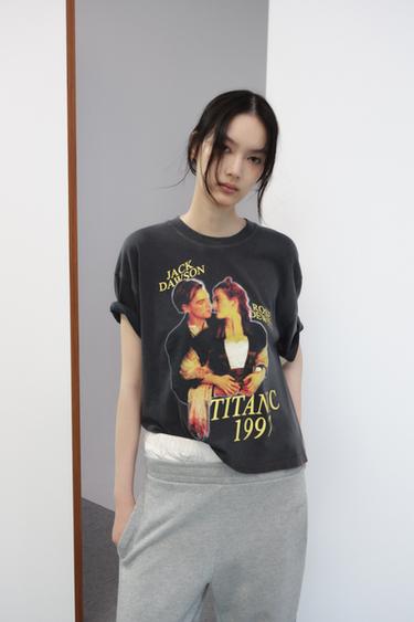 ウォッシュド タイタニック TシャツカーボングレーZaraのウォッシュド タイタニック Tシャツ - カーボングレー