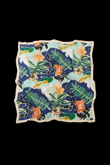 Zara MODAL PRINT SCARF - Bluish - Image 0