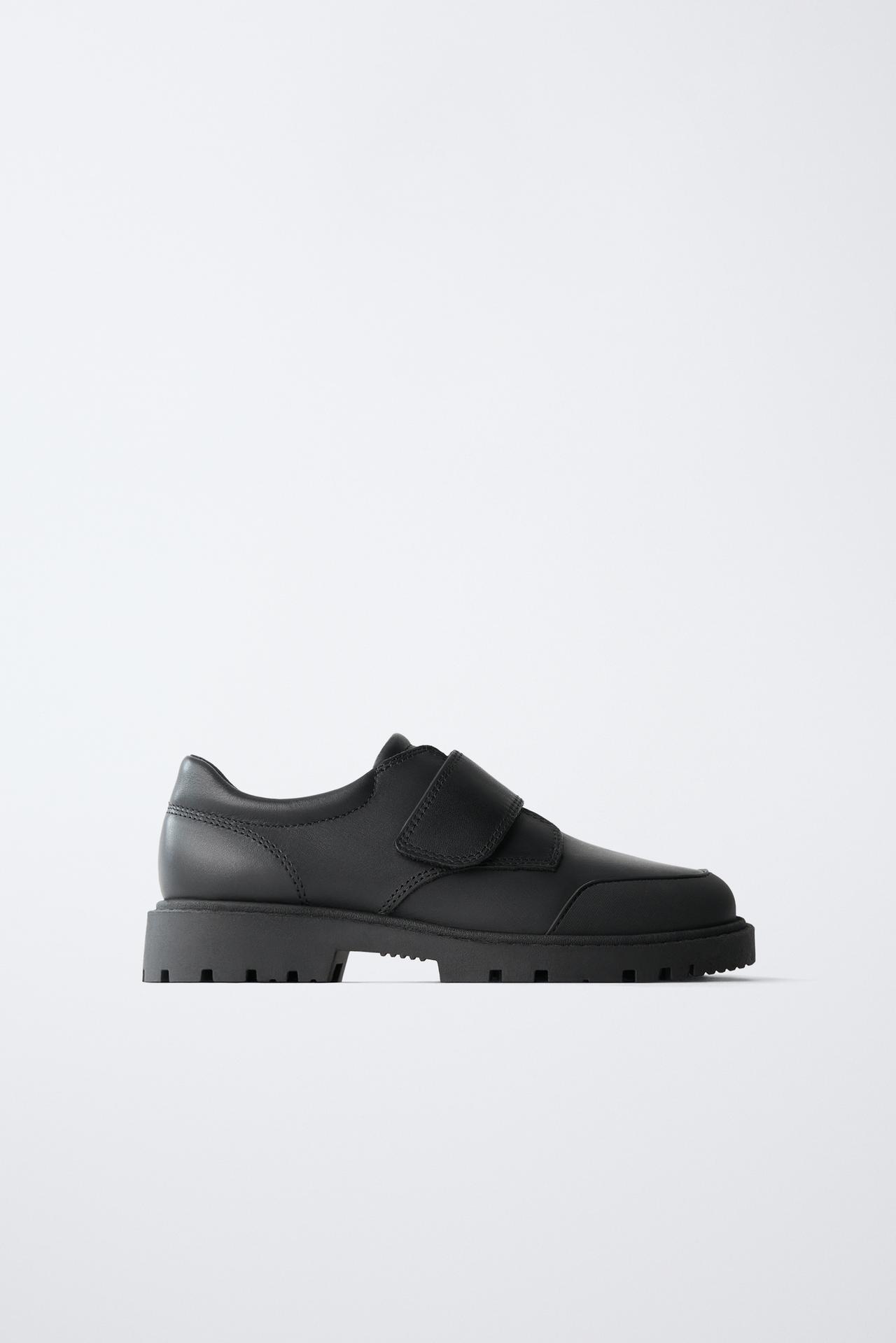LEATHER SCHOOL SHOES — Black