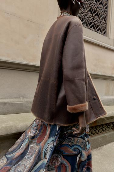100% REVERSIBLE LEATHER COAT - Brown by Zara