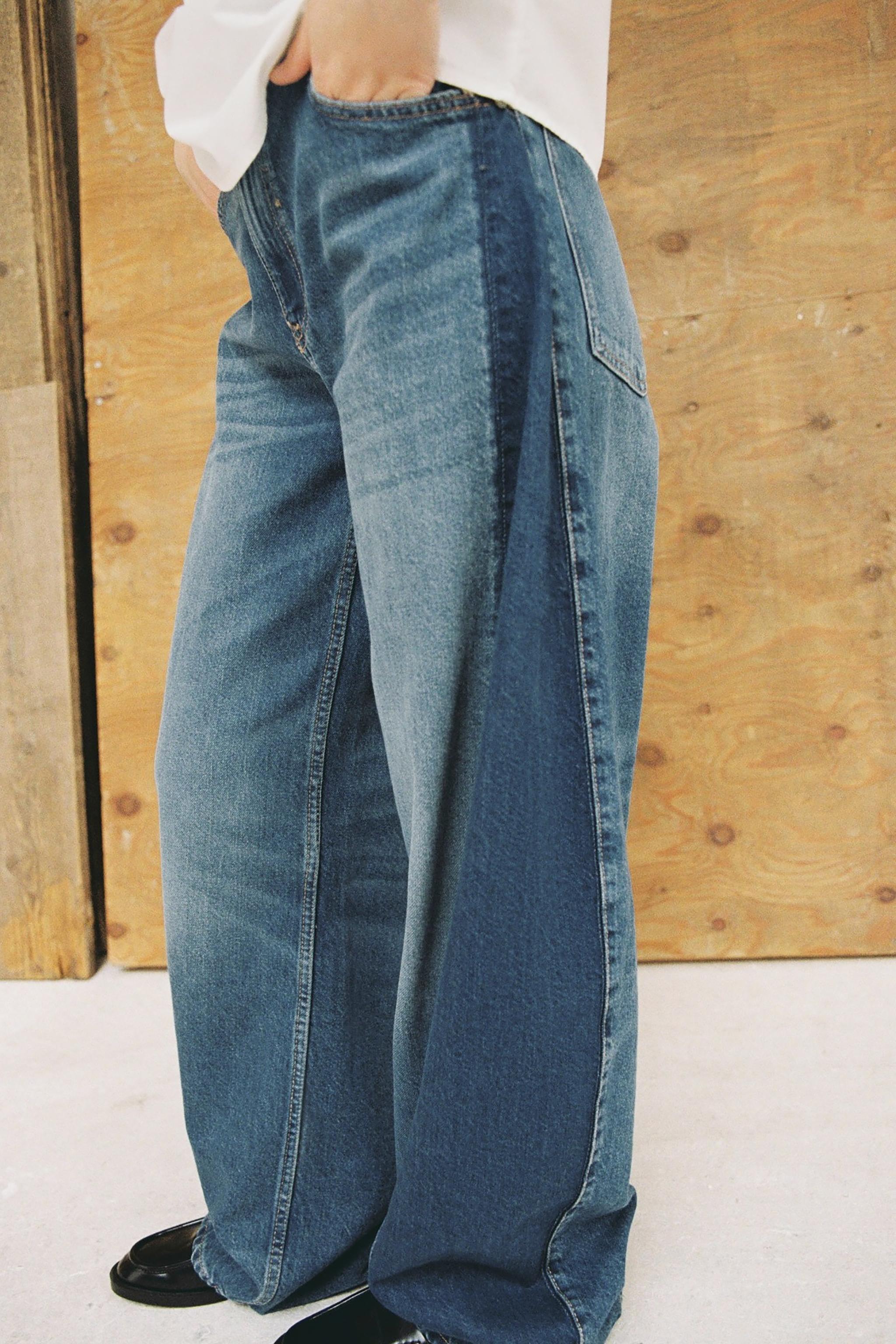 ZARA　ザラ　サイドライン　ウエストゴム　ワイド　デニム　ストレートデニム undo-rowa_jl01909
