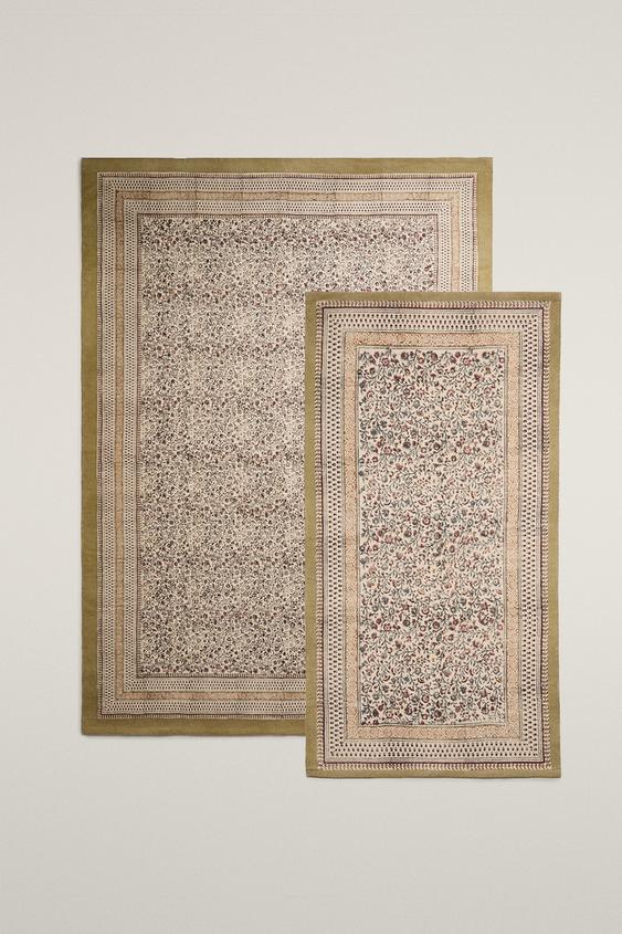 COTTON BLOCK PRINT RUG - Multicoloured by Zara - Image 0
