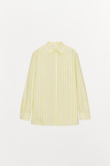 CHEMISE PYJAMA RAYURES - Jaune de Zara - Image 4