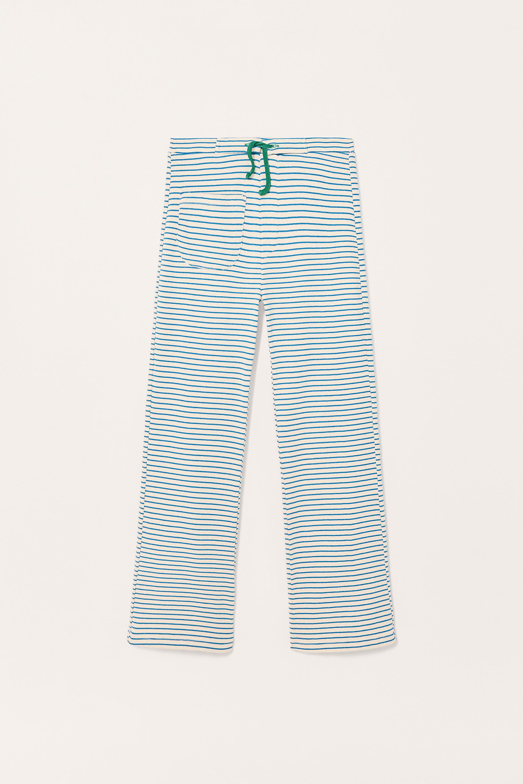 ストライプ柄パンツ LIMITED EDITION - 青色/白色 | ZARA Japan