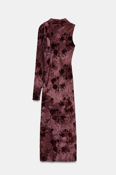 ROBE LONGUE IMPRIMÉE FOULARD - Grenat clair de Zara - Image 6