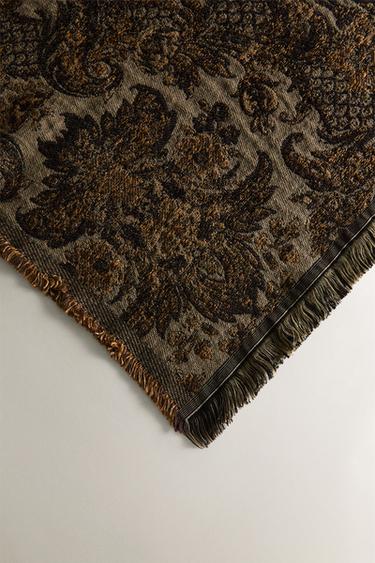 FLORAL JACQUARD THROW - Brown by Zara - Image 2