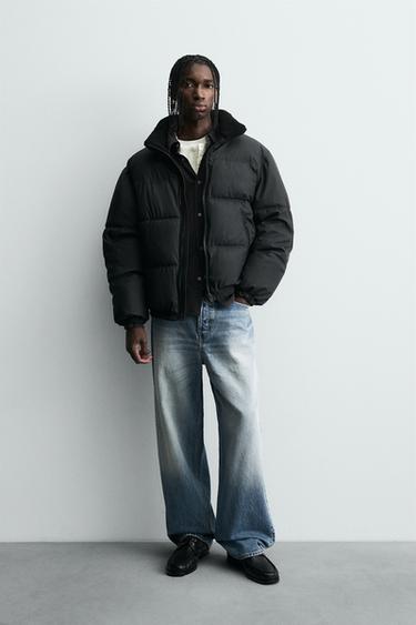 Zara 橡膠飾面絎縫外套 - 黑色