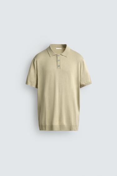 ÁO POLO DỆT KIM DÁNG SUÔNG - Màu xanh nhạt từ Zara