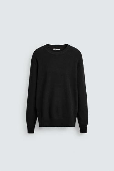 PULL EN MAILLE PERLÉE - Noir de Zara