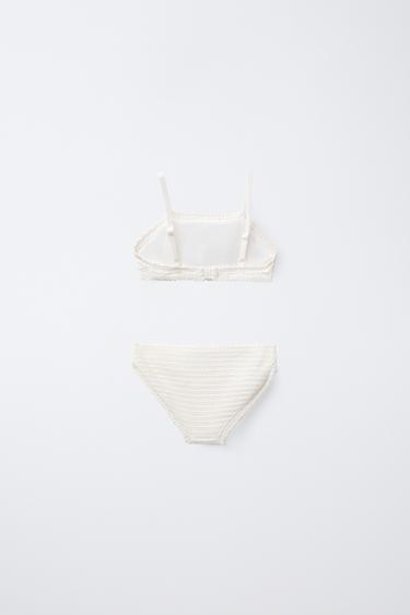 6-14 YEARS/ CROCHET FLOWER BIKINI - Ecru by Zara - Image 1