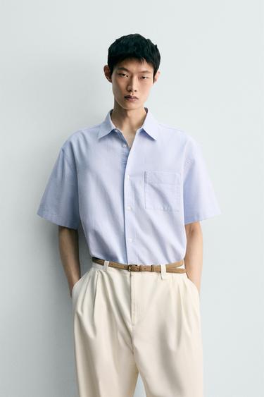 ÁO SƠ MI OXFORD OVERSIZE - Màu xanh nhạt từ Zara
