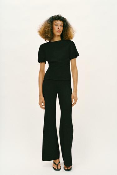 CUT-OUT SHORT SLEEVE TOP - Black by Zara