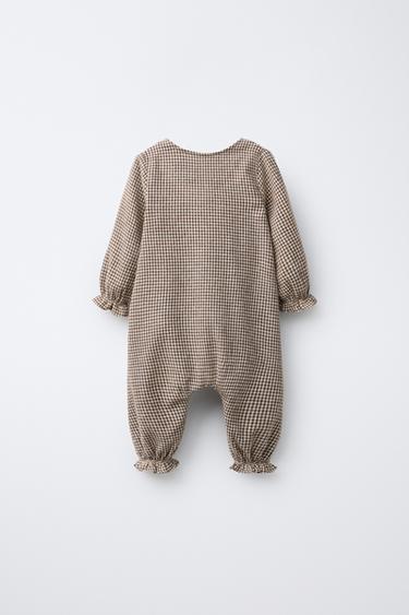 CHECK ONE-PIECE SUIT - Brown / Ecru by Zara - Image 1