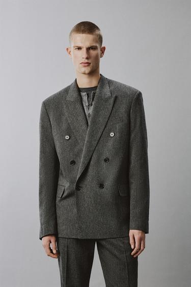 ДВУБОРТНЫЙ БЛЕЙЗЕР В ТОНКУЮ ПОЛОСКУ — СЕРЫЙ от Zara