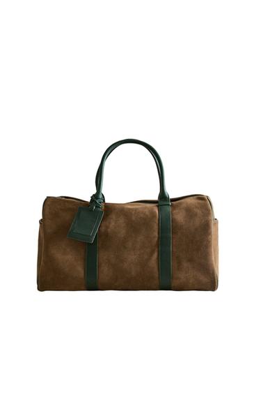 LEATHER TRAVEL BAG - Dark beige by Zara