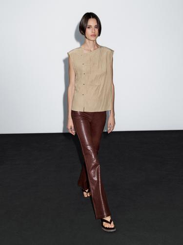 Zara Blouse with silver button fastening on the side - Brick