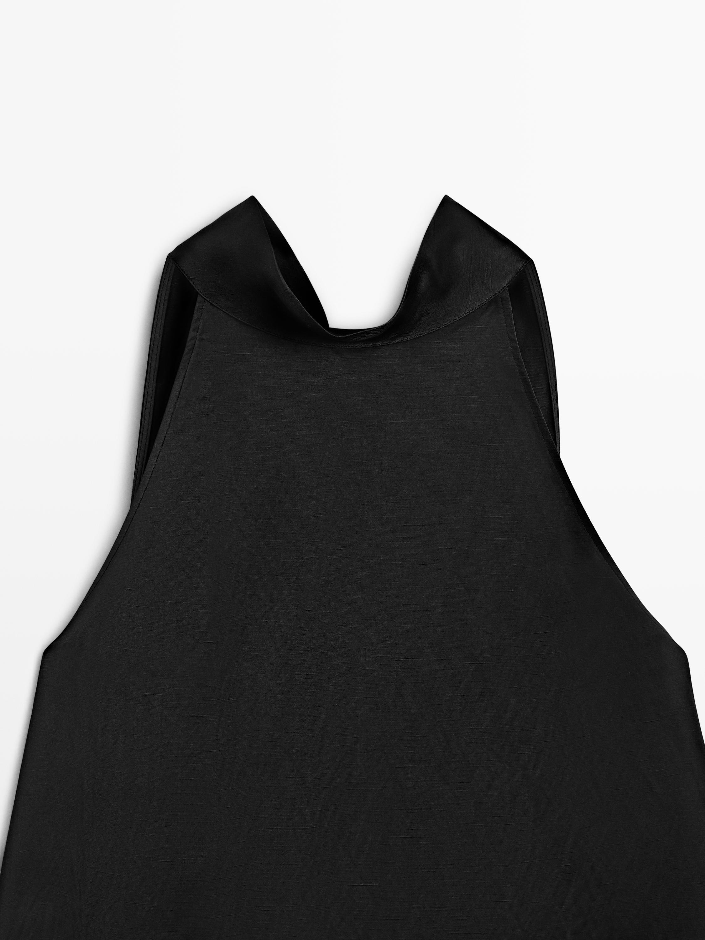 Satin halter top with tie detail
