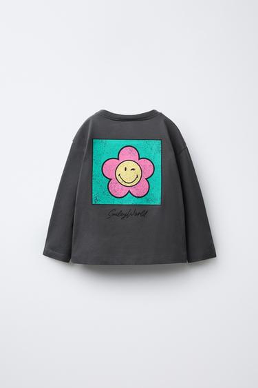 T-SHIRT À FLEURS SMILEYWORLD ® - Gris anthracite de Zara - Image 1