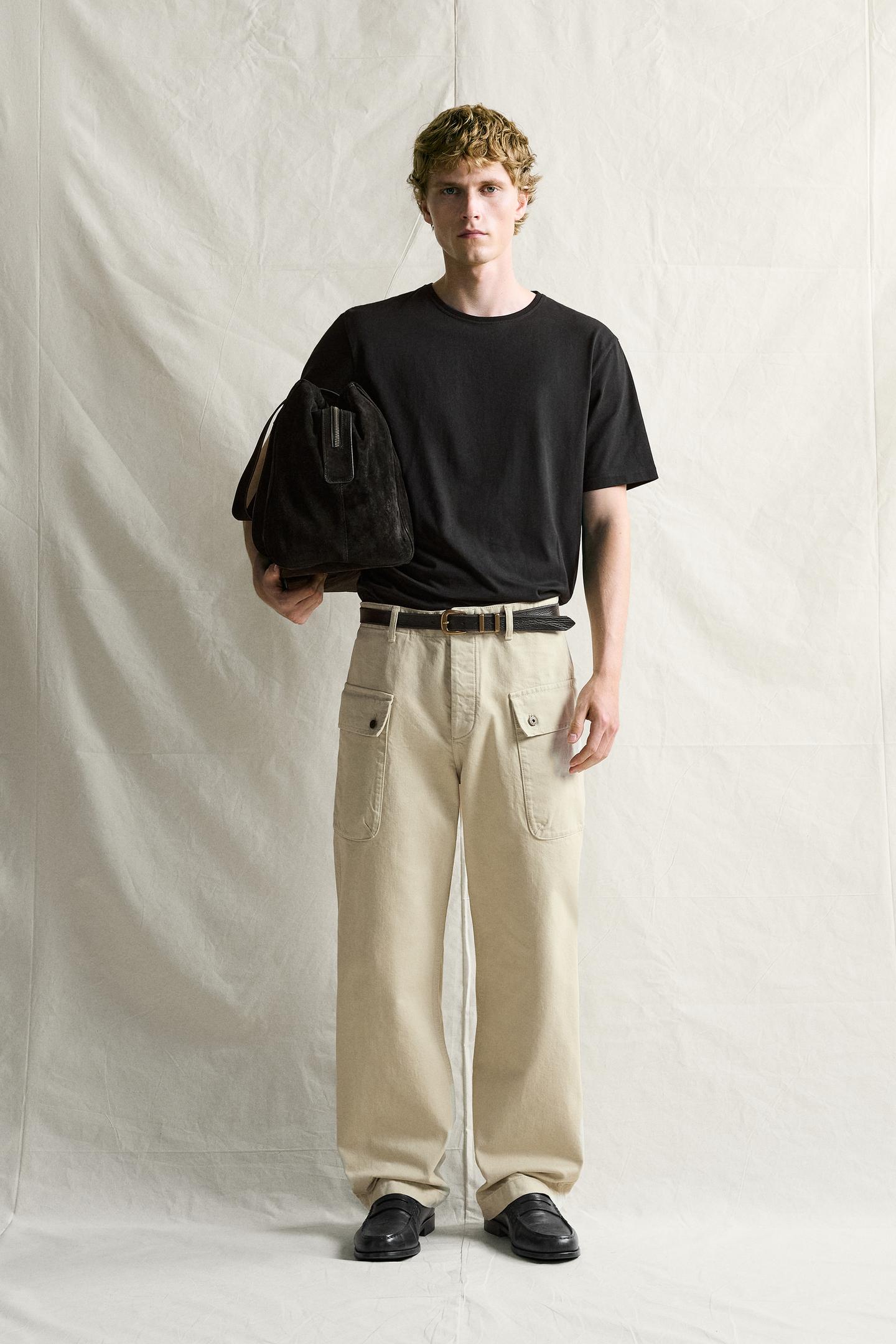 Мужские брюки Zara Relaxed Fit Cargo, цвет: Серый зелёный