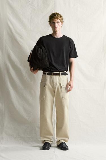 RELAXED FIT CARGO TROUSERS - Grey green by Zara - Image 0