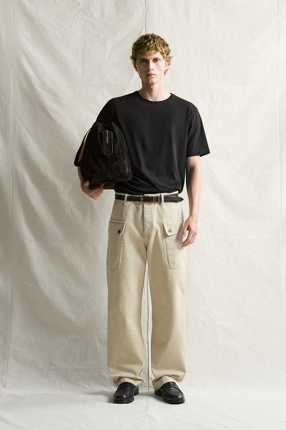 RELAXED FIT CARGO TROUSERS - Grey green by Zara - Image 0