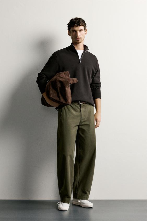 REGULAR FIT QUARTER-ZIP JUMPER - Chocolate by Zara - Image 0