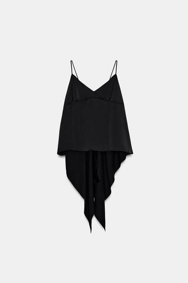 ASYMMETRIC SATIN CAMISOLE TOP - Black by Zara