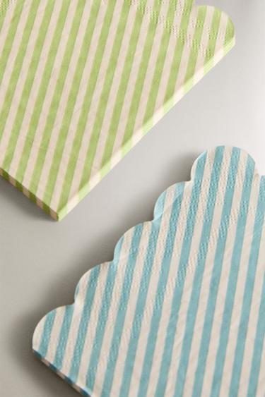 LOT SERVIETTES DE TABLE PAPIER RAYURES (LOT DE 30) - Vert / Bleu de Zara - Image 2