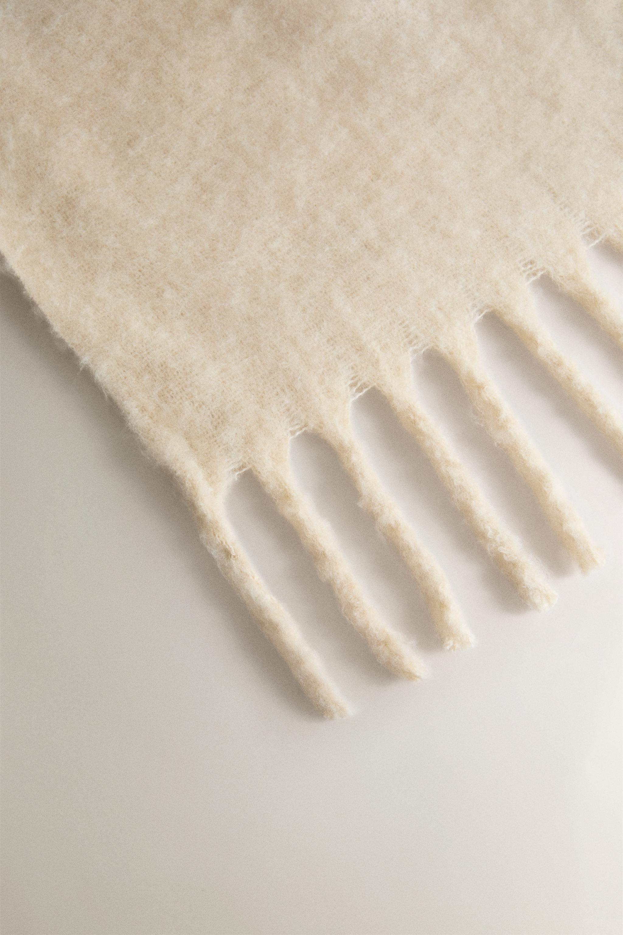 MOHAIR EFFECT BLANKET — Ecru