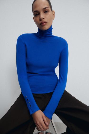 BASIC PLAIN KNIT JUMPER - Blue / Indigo by Zara
