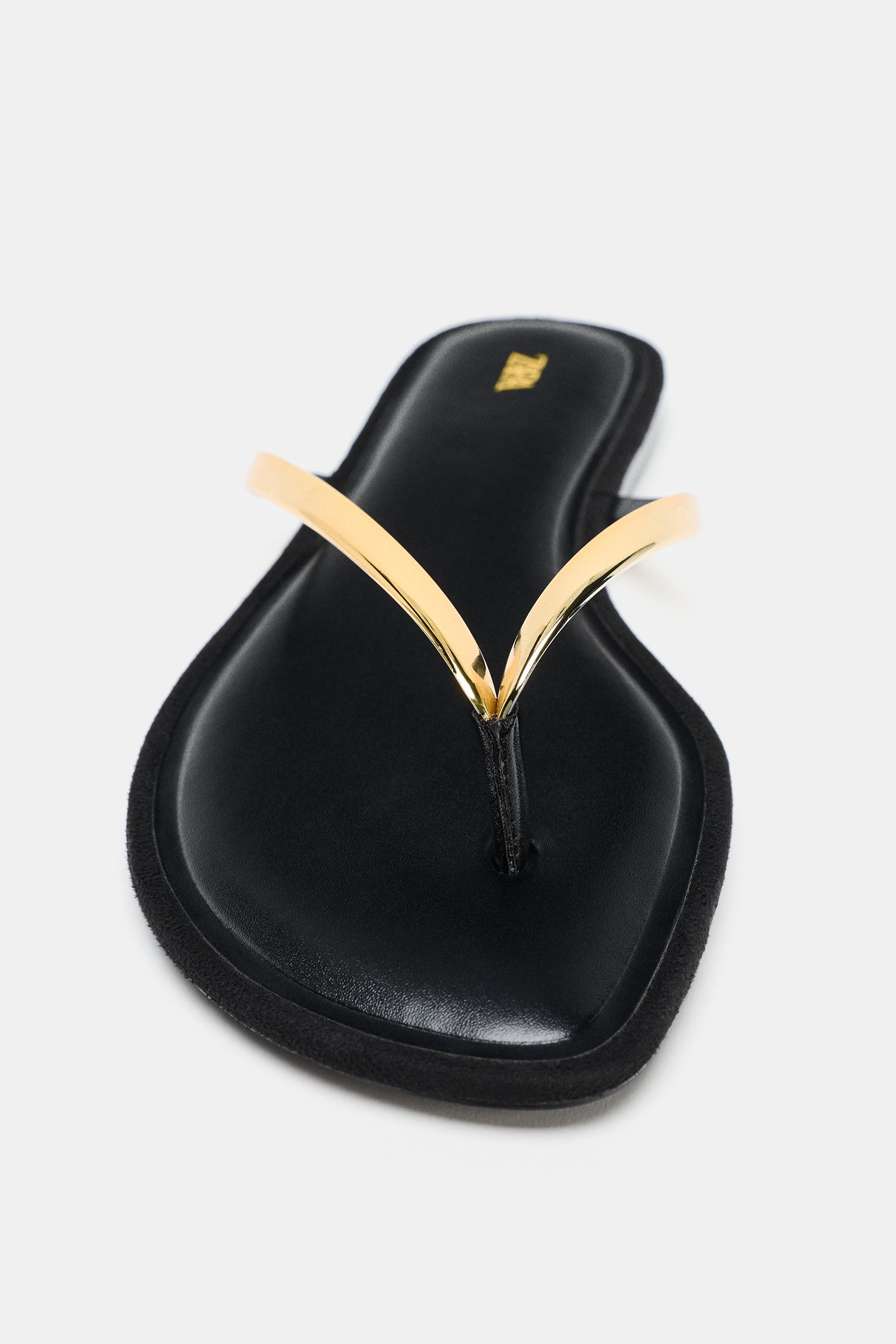 METALLIC DETAIL SLIDE SANDALS