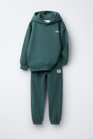 CONJUNTO SUDADERA CAPUCHA Y PANTALÓN JOGGER - Verde / Azul de Zara