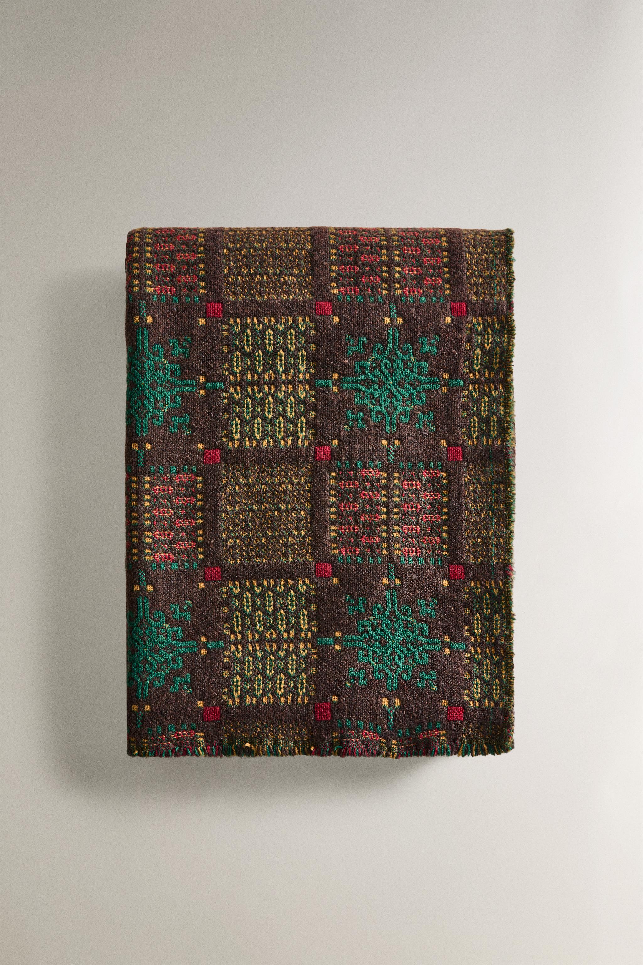 COUVERTURE TRICOT GÉOMÉTRIQUE NOËL