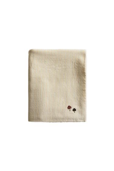 DETSKÝ GÁZOVÝ UTERÁK S PRUHMI - Zelená/ Krémová zn. Zara