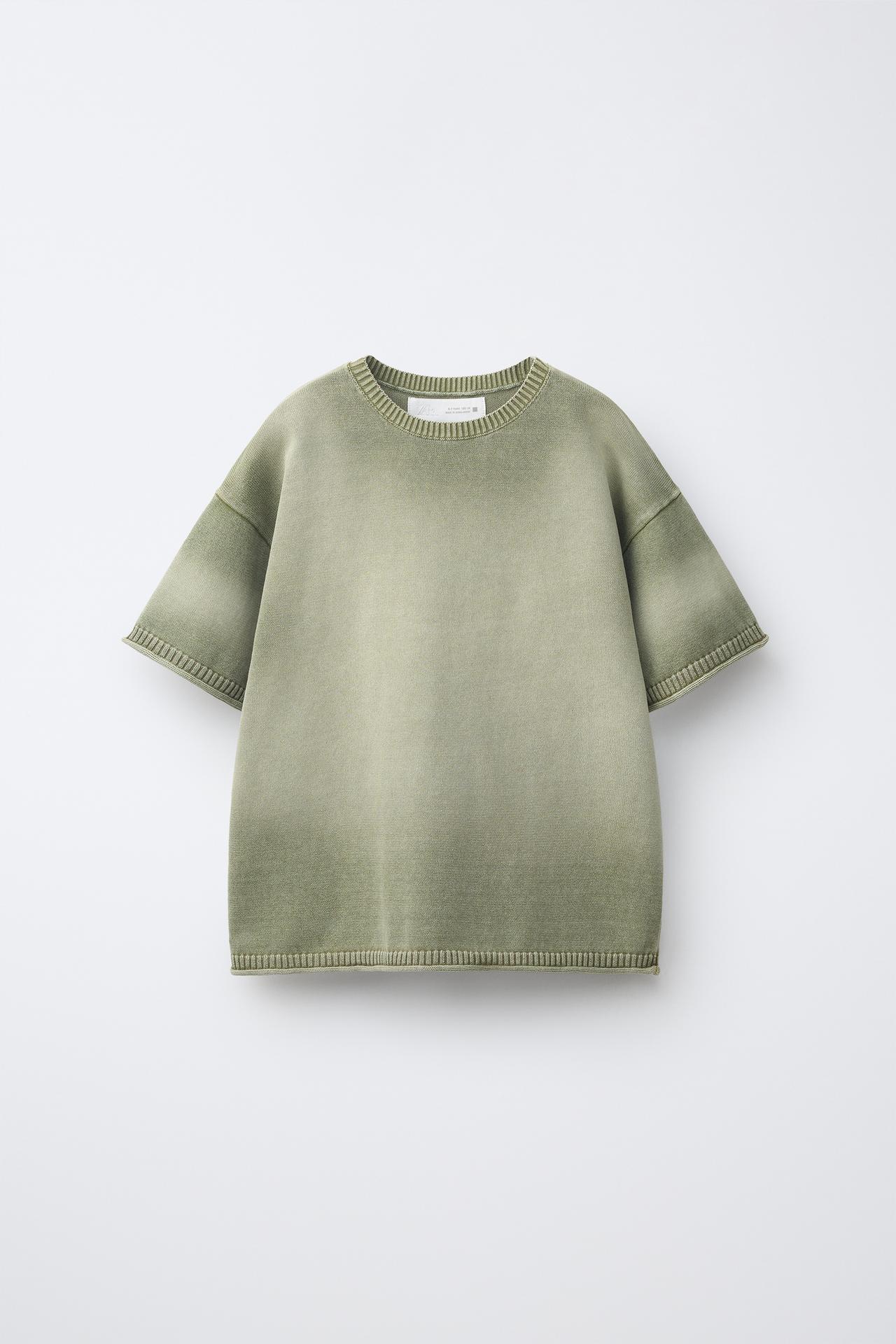 WASHED EFFECT T-SHIRT — Greenish