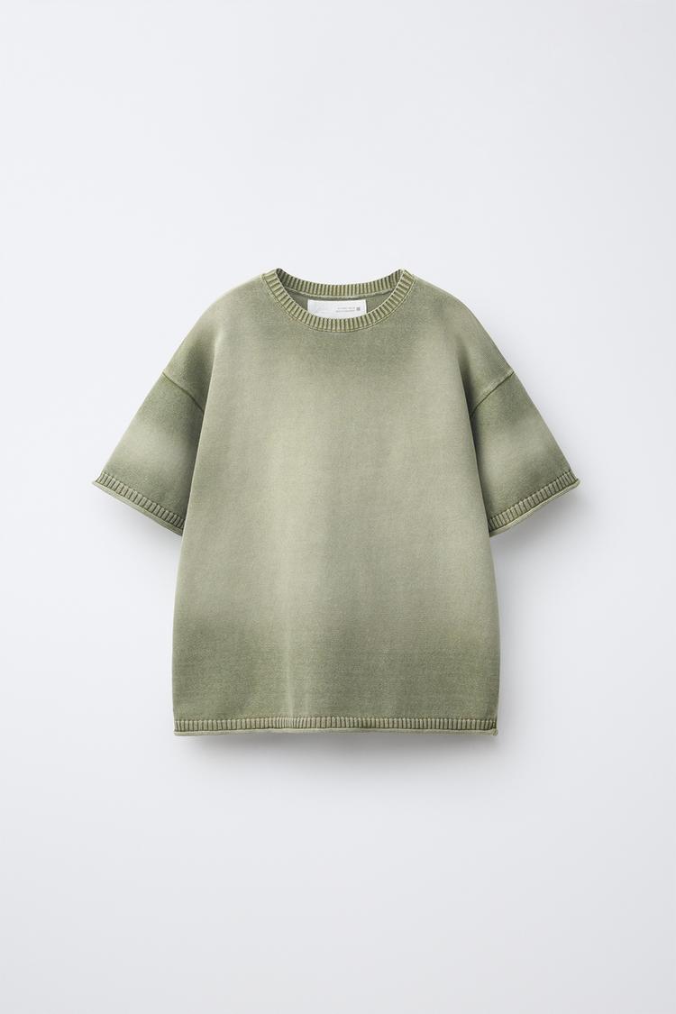 WASHED EFFECT T-SHIRT — Greenish