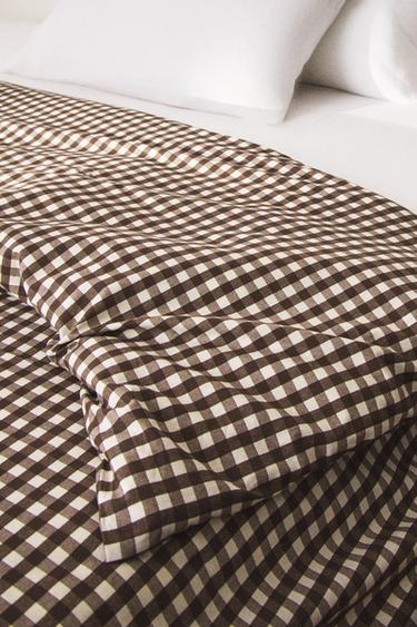 Zara PLAID DUVET COVER - Brown