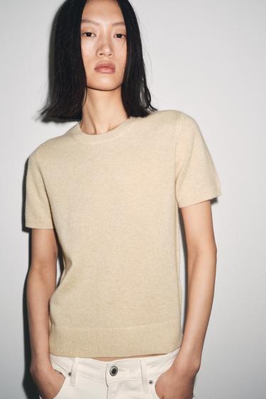 PULL MANCHES COURTES 100 % CACHEMIRE - Sable de Zara - Image 4