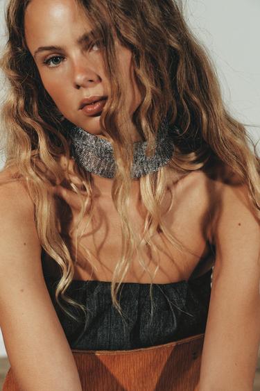 METAL MESH CHOKER NECKLACE - Silver by Zara - Image 0