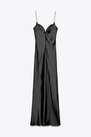 LONG SATIN DRESS - Black by Zara - Image 6