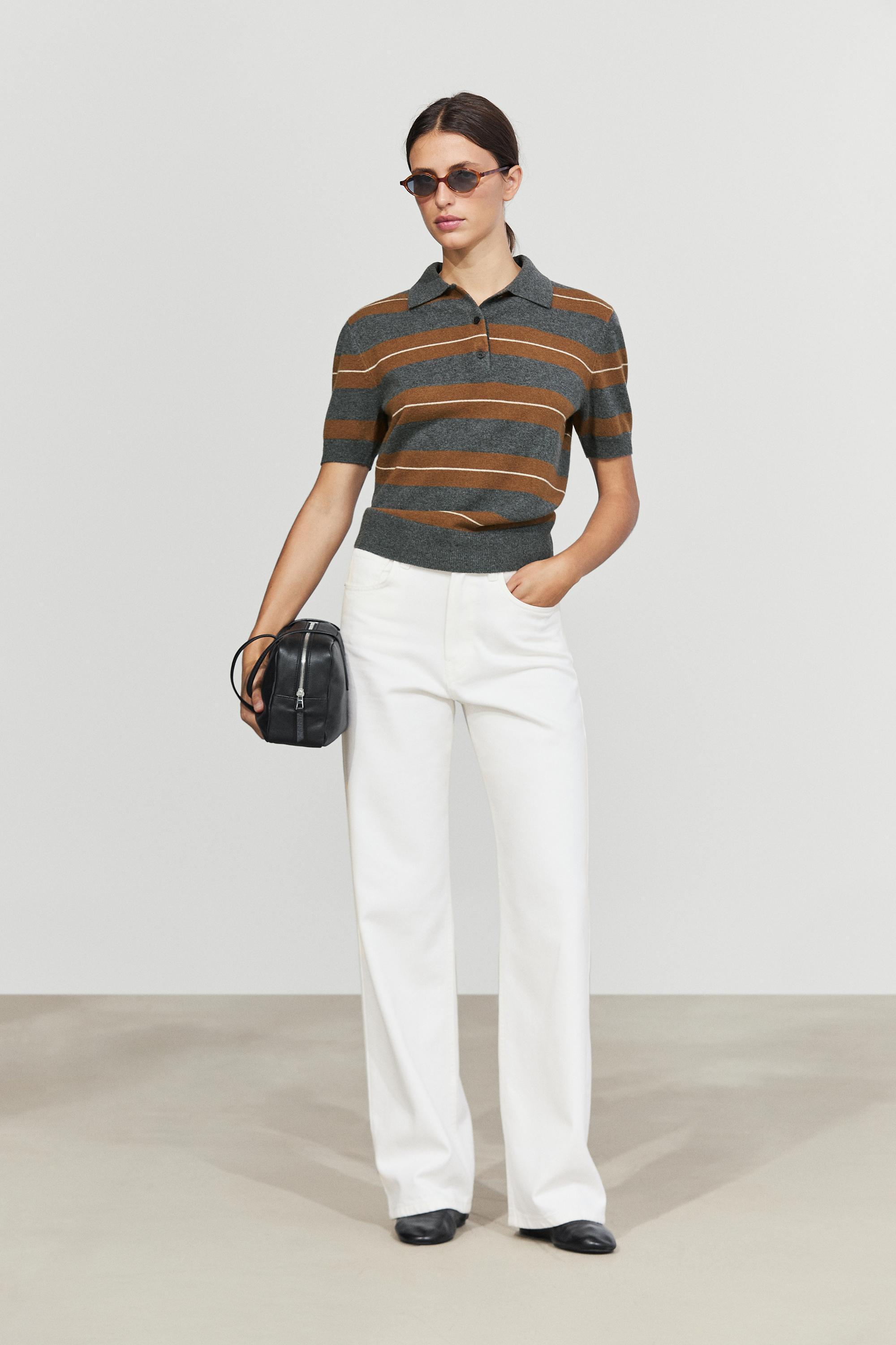 ダ*ン様 LIDNM WOOL KNIT PO SHIRT 100% wool knit polo with striped detail - Mid-gray | ZARA United