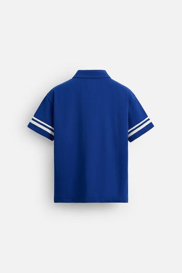 COLOUR BLOCK FLAG POLO SHIRT - Blue by Zara - Image 7