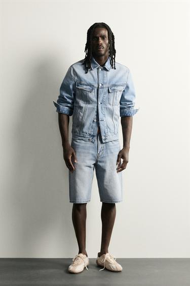 LOOSE FIT DENIM BERMUDA SHORTS - Mid-blue by Zara