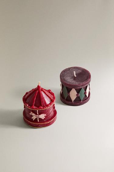 PACK OF GINGERBREAD SCENTED DRUM CANDLES (PACK OF 2) - Red by Zara - Image 1