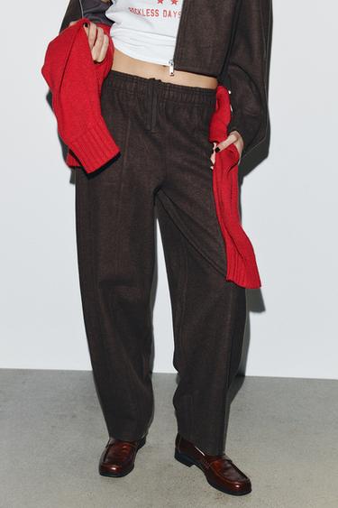 SOFT STRAIGHT-LEG TROUSERS - Brown by Zara