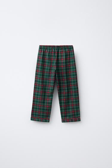 AGES 3-6 / FLANNEL CHECK PYJAMAS - Green by Zara - Image 4