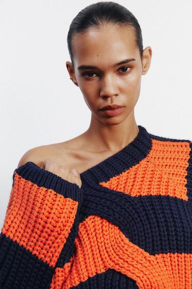 PULL EN MAILLE OVERSIZE À RAYURES - Multicolore de Zara - Image 2